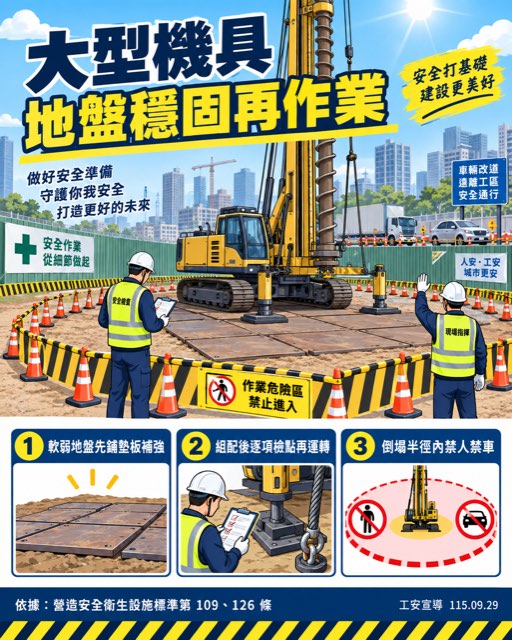 美國邁阿密工地鑽掘機倒塌壓毀車輛 4人受傷 宣導海報